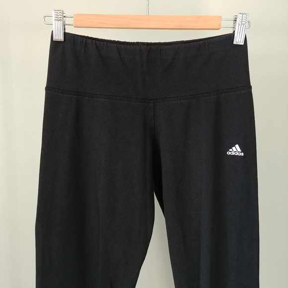 Adidas Essential Leggings 3 Stripes Black Size Medium Cotton - Picture 4 of 12